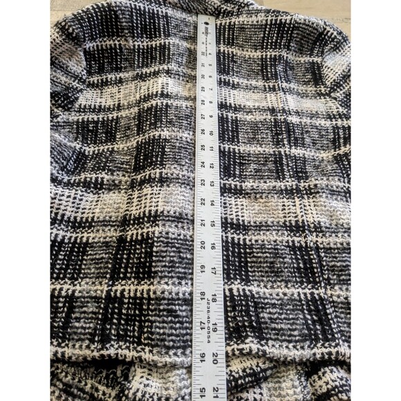 Lucky Brand Black White Plaid Woven Angle Zipper Crop Blazer Jacket Sz L Classy - Picture 11 of 11